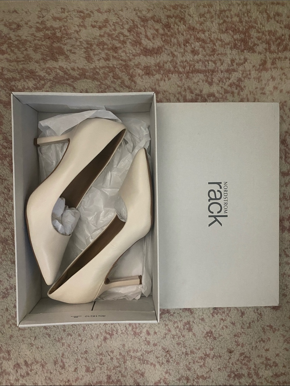 Nordstrom Rack Cream Pointed-Toe Mid Heel Pumps